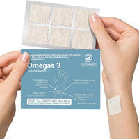 NUTRI-PATCH Omegas 3 Topical Patch, Infused with EPA, DHA, ALA, and Phosphatidylcholine. Designed to Give You a Boost (30/Pack).