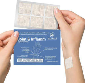 NUTRI-PATCH Joint & Inflamm Topical Patch, Infused with Turmeric, MSM, Glucosamine, Chondroitin, and White Willow bark.Designed to Give You a Boost. (30/Pack).