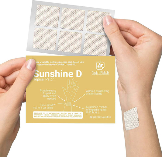 NUTRI-PATCH Sunshine D Topical Patch, Infused with D3, K2, Magnesium. Designed to Give You a Boost (30/Pack).