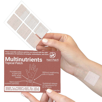 NUTRI-PATCH Multi-Nutrients Topical Patch, Infused with D3, B Complex, Magnesium, Zinc. Designed to Give You a Boost (30/Pack).